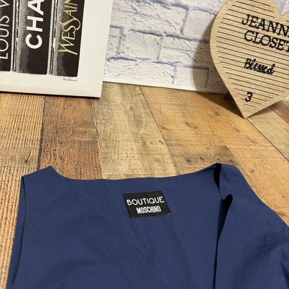 Boutique Moschino blue Ruffled Cotton Sleeveless Peplum Dress 12 - Picture 10 of 14